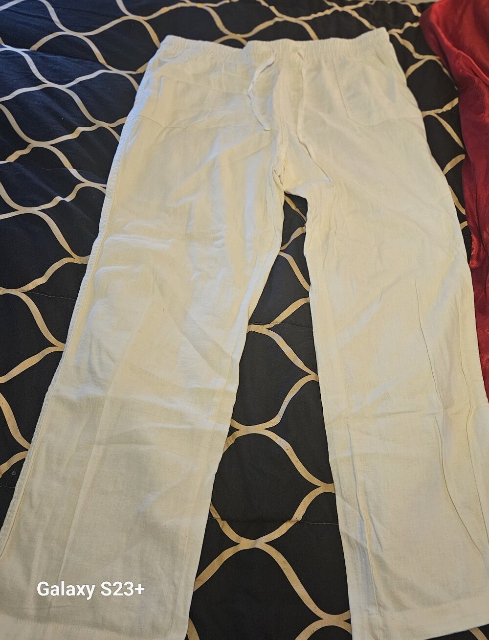 Cato White Lightweight Drawstring Casual Trousers